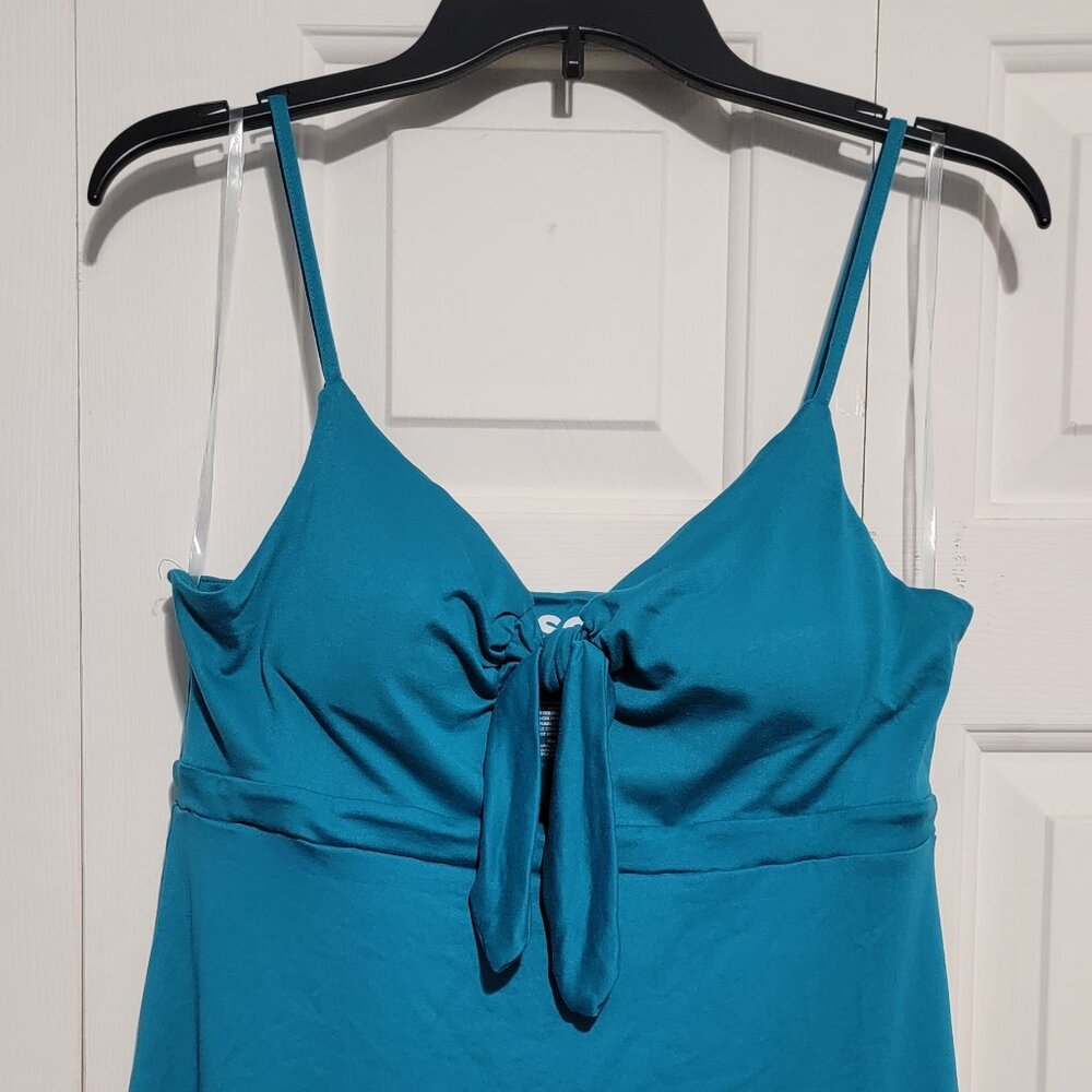 SO Tie Front Bodice Fit And Flare Mini Dress, Medium